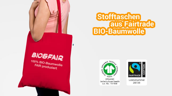 Rote Baumwolltasche Bio und Fairtrade