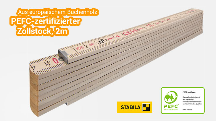 Zollstock naturfarben aus Buchenholz (PEFC)